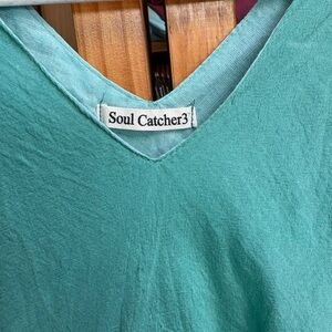 Teal V-Neck Midi Dress